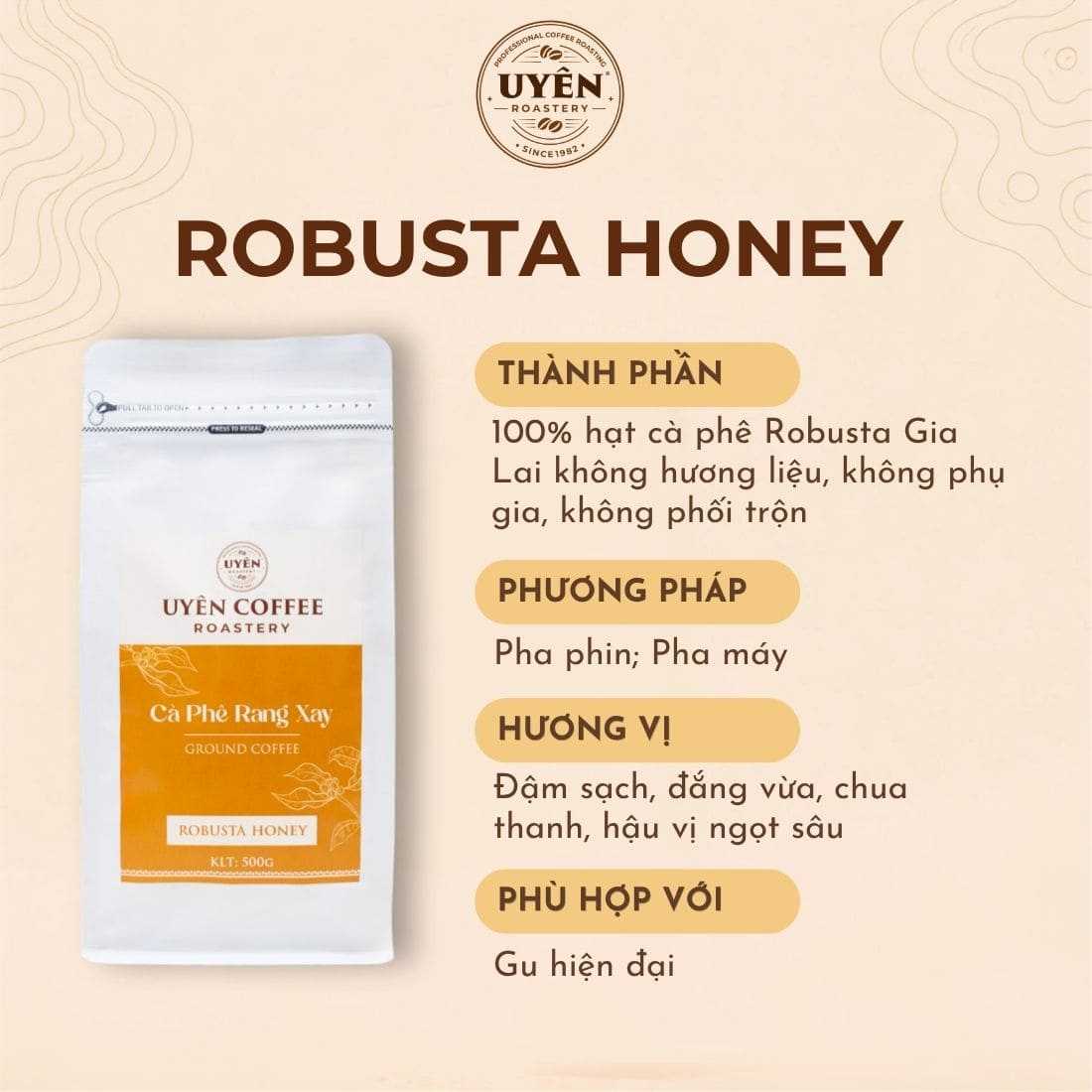 Cà Phê Robusta Honey - Rang Mộc Nguyên Chất Cà Phê Robusta Honey - Rang Mộc Nguyên Chất 2