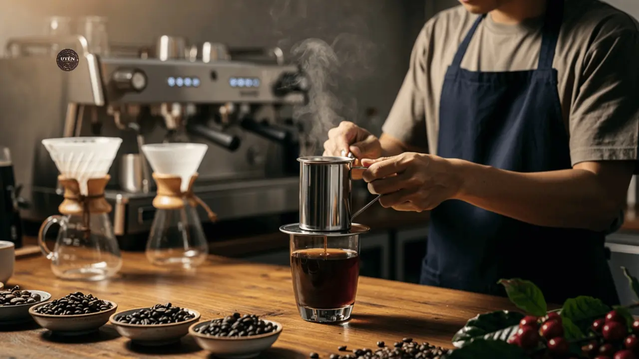 Xe đẩy cafe nhỏ với thiết kế tối ưu diện tích tại Café Mang Đi