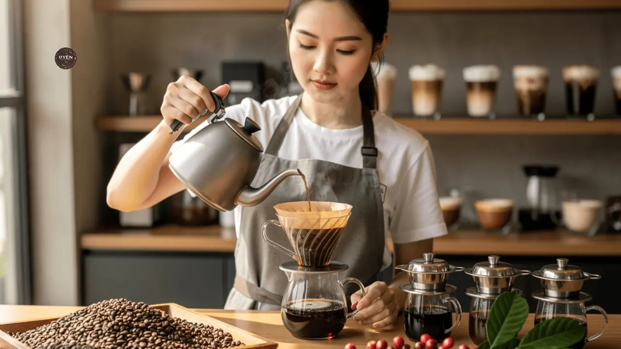 Hướng dẫn pha cafe bằng bình pour over V60 tại nhà