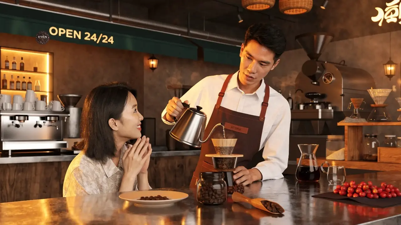 Quán coffee yên tĩnh mở cửa 24/24 gần đây lý tưởng cho việc học tập.