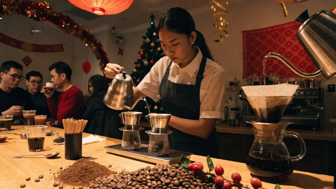 Các quán cafe đẹp lý tưởng cho ảnh Tết và Giáng Sinh.