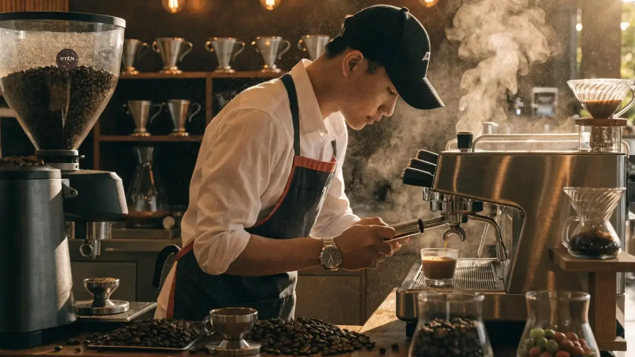 Cách Pha Cà Phê Pha Máy Ngon: Từ Kỹ Thuật Xay Đến Chiết Xuất Hoàn Hảo