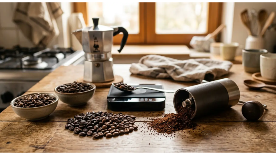Cách Pha Cà Phê Bằng Moka Pot Đơn Giản Lựa chọn hạt cà phê và độ xay lý tưởng