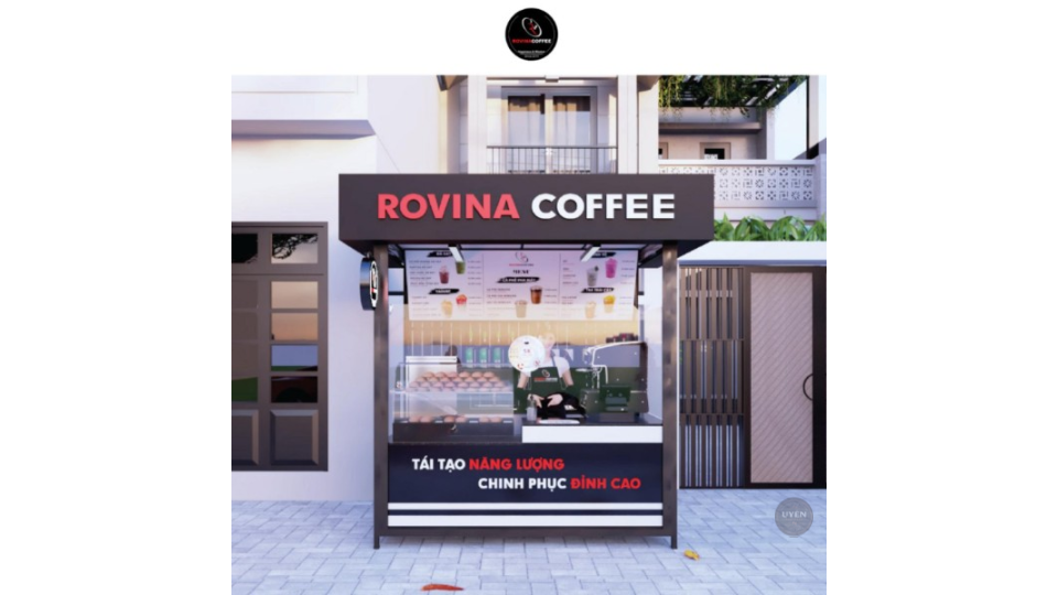 Top 10 đơn vị nhượng quyền cafe pha máy mang đi Thương hiệu nhượng quyền cafe pha máy mang đi Rovina Coffee.