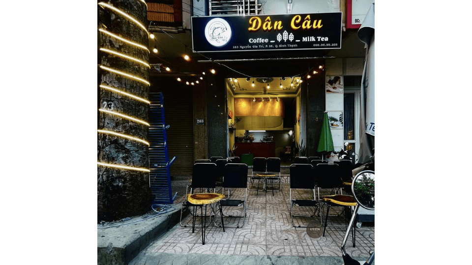 Dân Câu Coffee & Milk Tea, quán cà phê Bình Thạnh D2 kết hợp giữa cà phê và trà sữa.