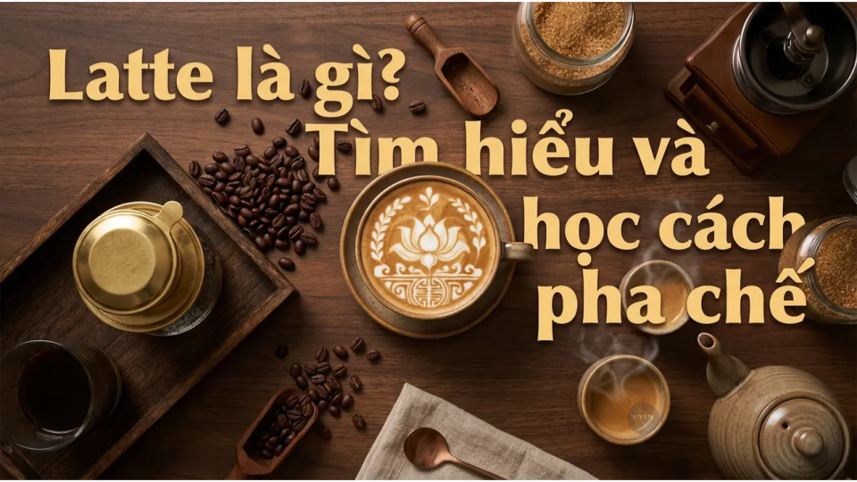 Hình ảnh cà phê latte với lớp sữa láng mịn, món uống tuyệt vời